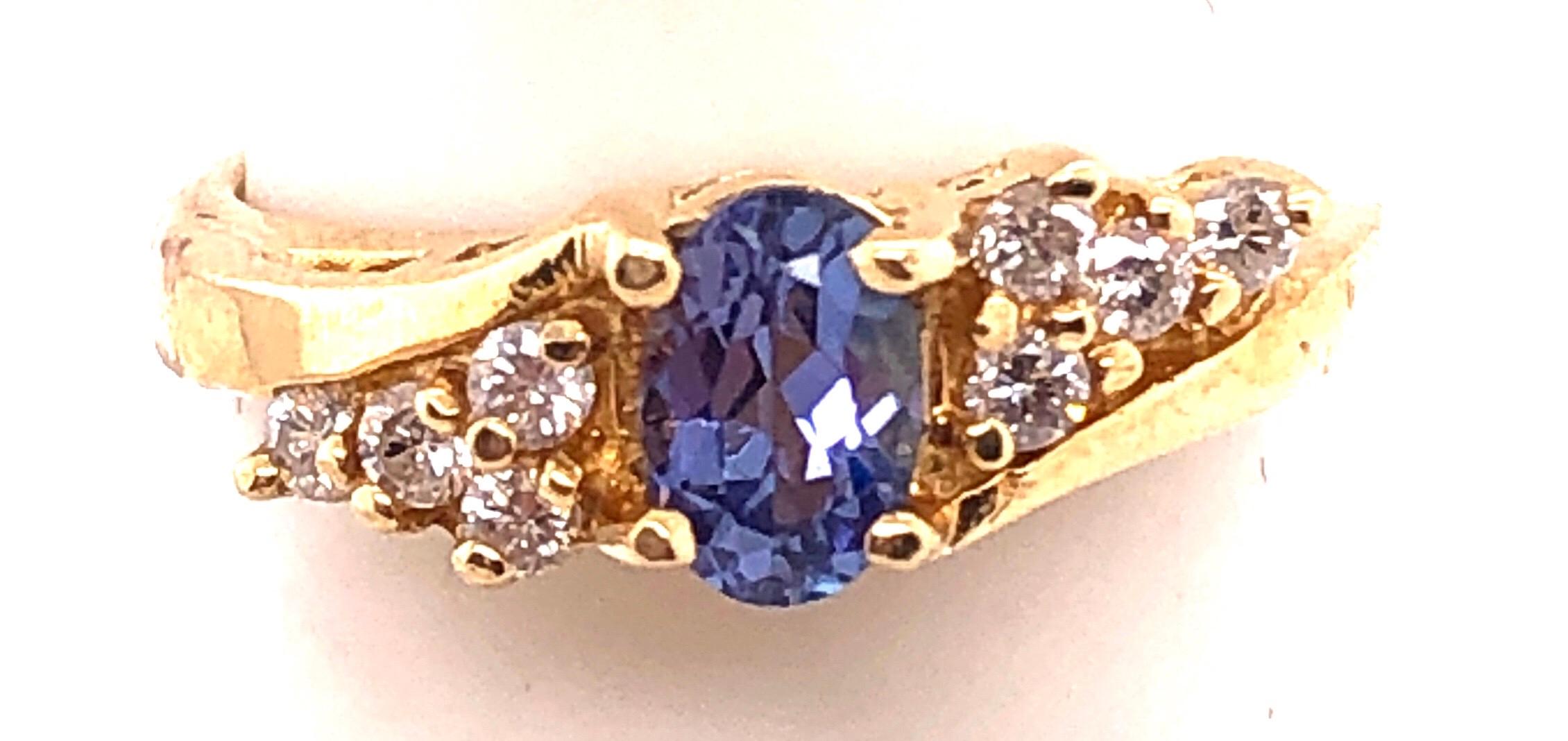 Women's or Men's 14 Karat Yellow Gold Topaz and Diamond Contemporary Ring 0.20 TDW For Sale
