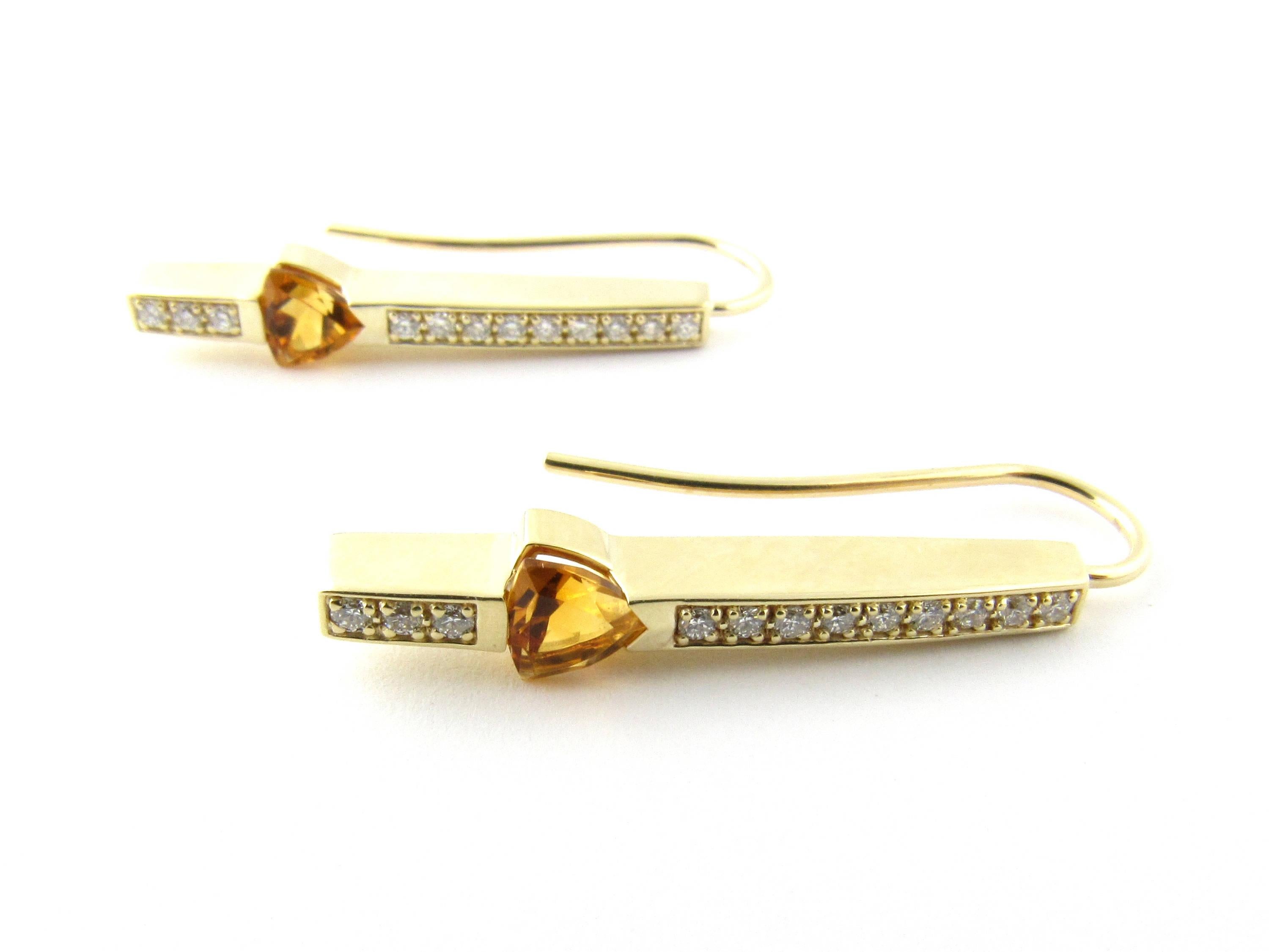 14 Karat Yellow Gold Topaz and Diamond Earrings In Excellent Condition In Washington Depot, CT