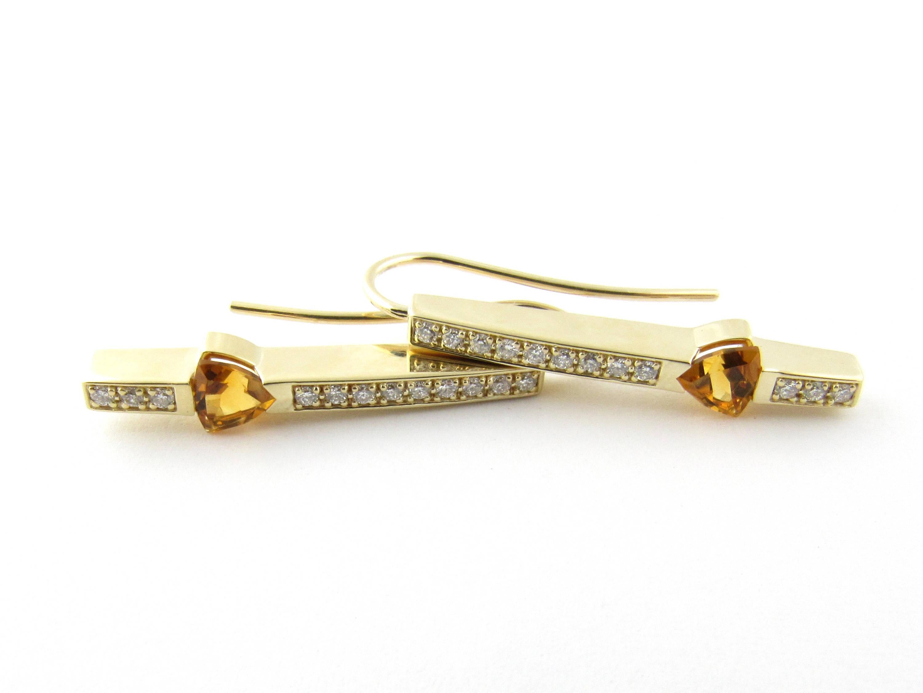 14 Karat Yellow Gold Topaz and Diamond Earrings 2
