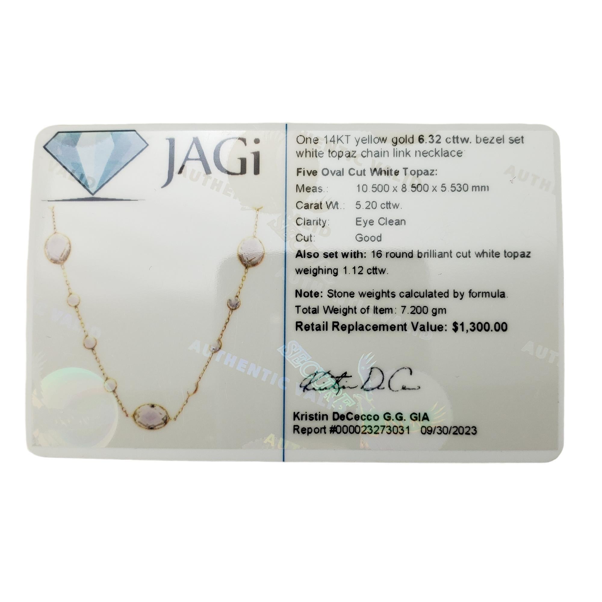 14 Karat Yellow Gold Topaz Necklace #15781 For Sale 2