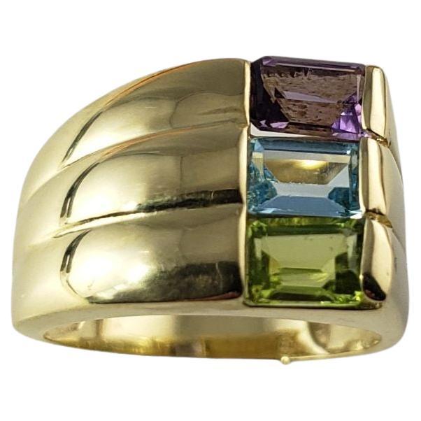 14 Karat Yellow Gold Topaz, Peridot and Amethyst Ring Size 6.25 #14652 For Sale