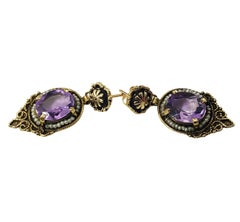 14 Karat Yellow Gold Tourmaline and Seed Pearl Dangle Earrings