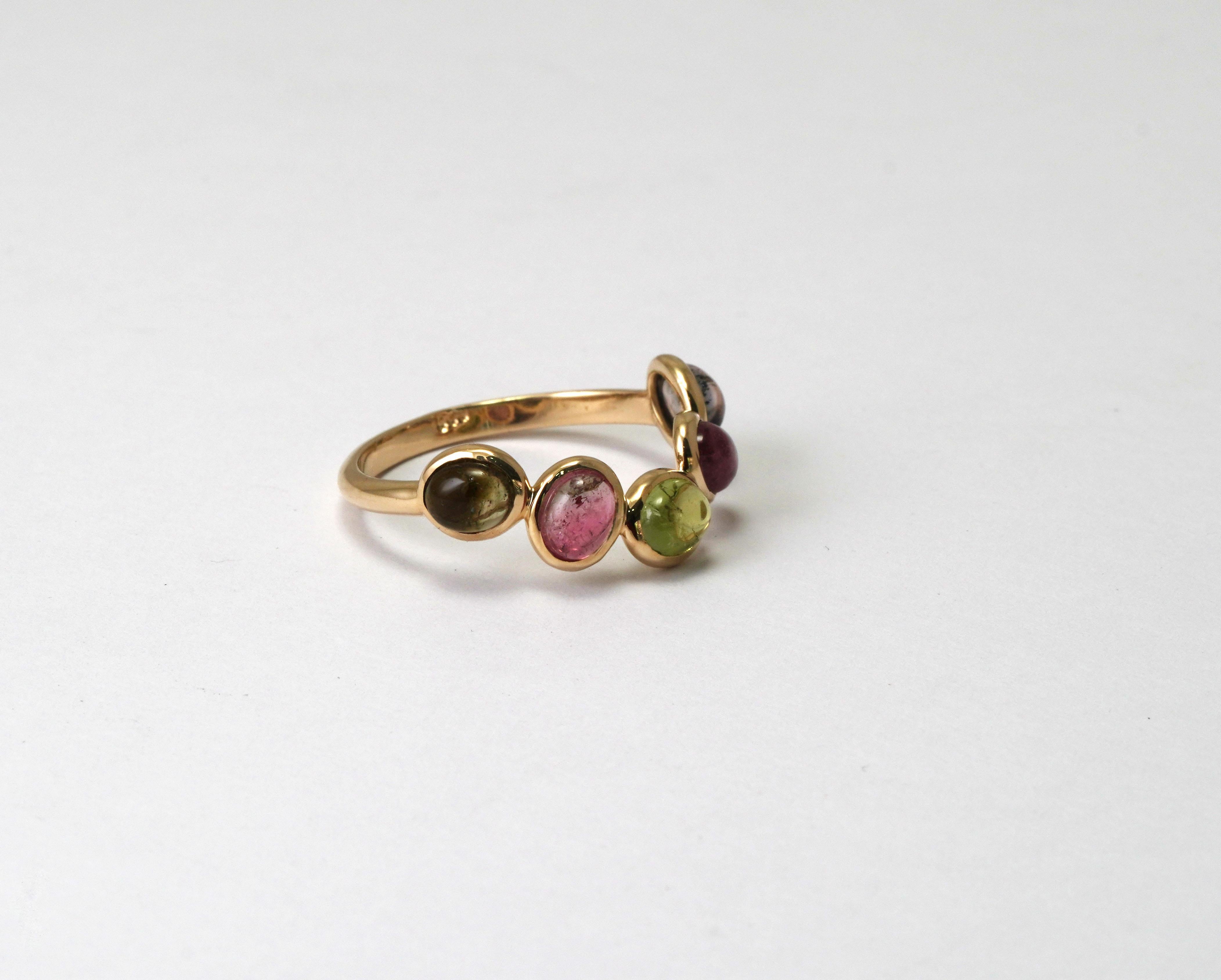Anillo de oro amarillo de 14 quilates con turmalina Moderno en venta