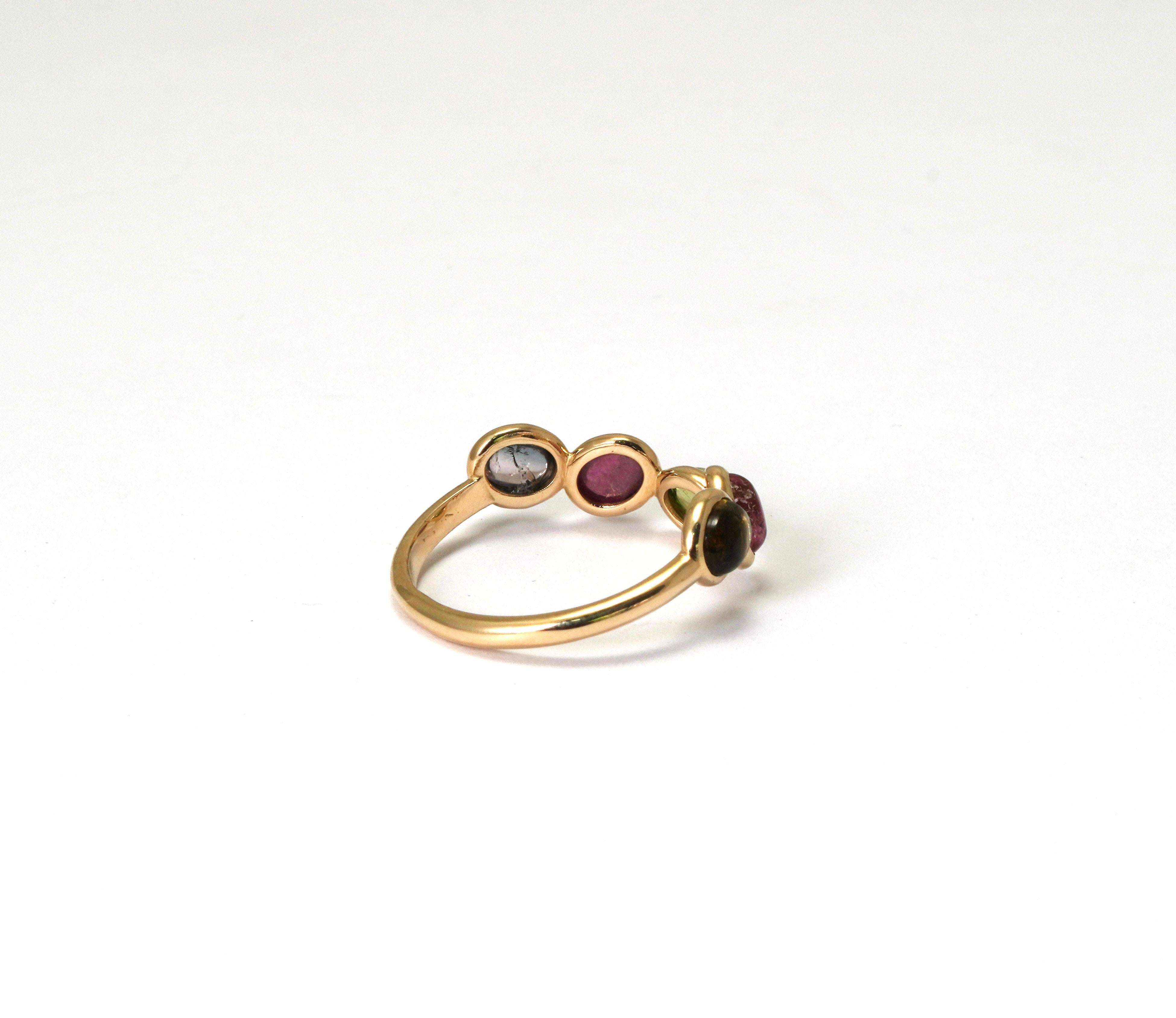Anillo de oro amarillo de 14 quilates con turmalina Cabujón en venta