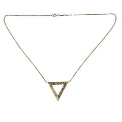 14 Karat Yellow Gold Triangle Pendant Necklace #20634