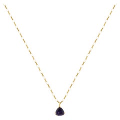 14 Karat Yellow Gold Trillion Cut Amethyst Necklace