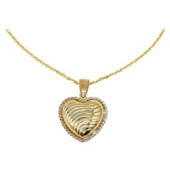 Solid 14 Karat Yellow Gold Trim Heart Shape Charm Pendant Gift for Her