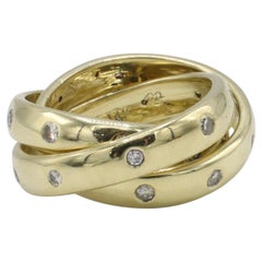 14 Karat Gelbgold Trinity Rolling Band Natürliche Diamanten Ring