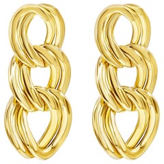 Triple Chain Dangle 14 Karat Yellow Gold Earrings