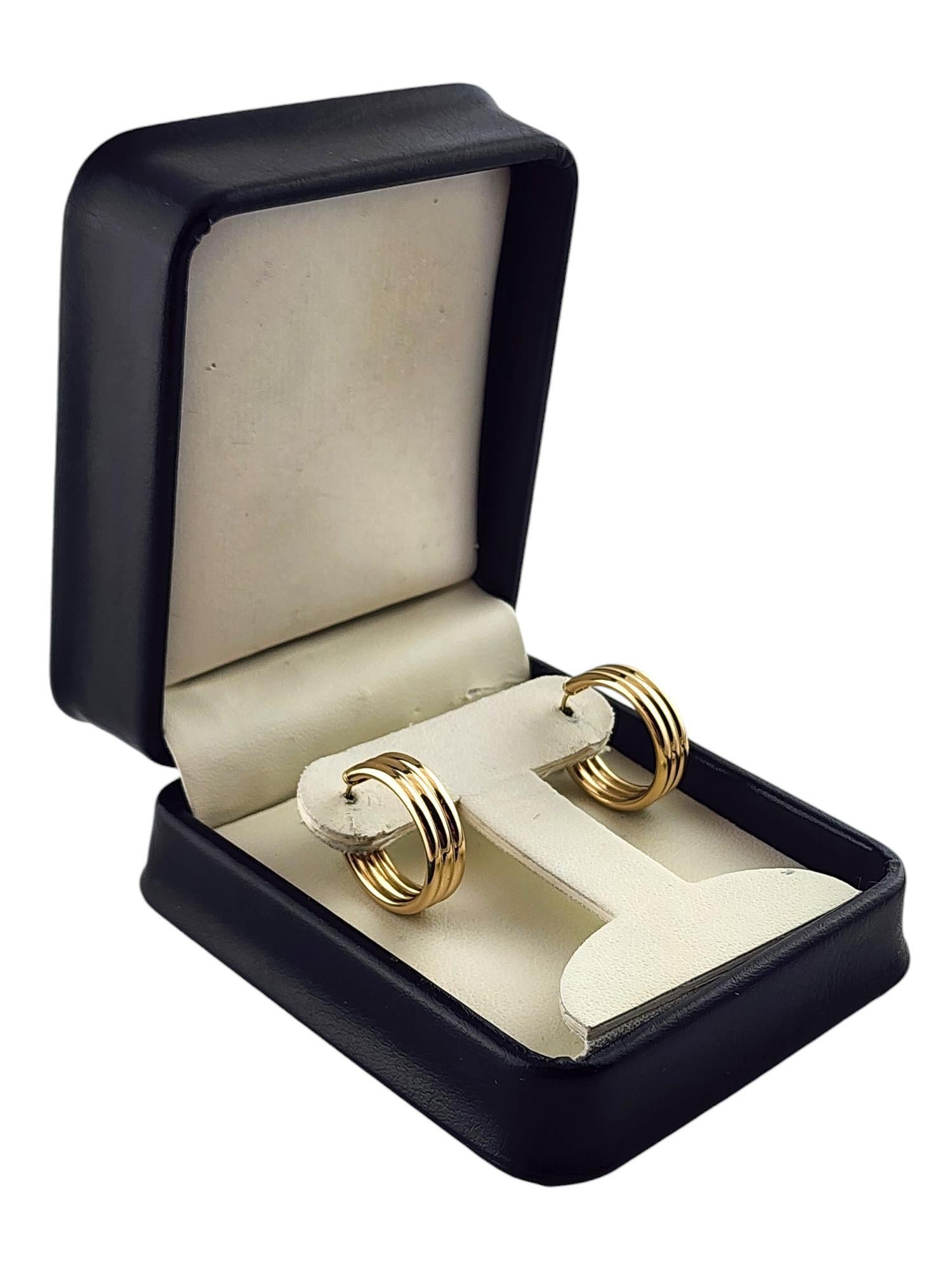 14 Karat Yellow Gold Triple Hoop Earrings #19140 3