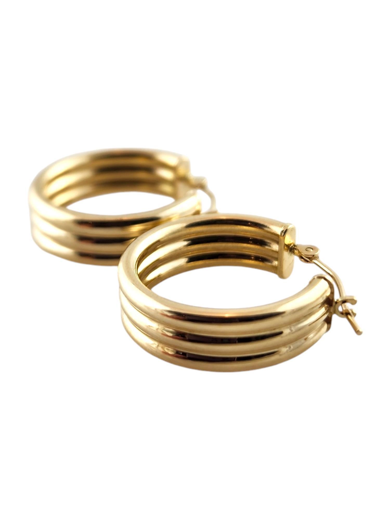 14 Karat Yellow Gold Triple Hoop Earrings #19153 In Good Condition In Washington Depot, CT