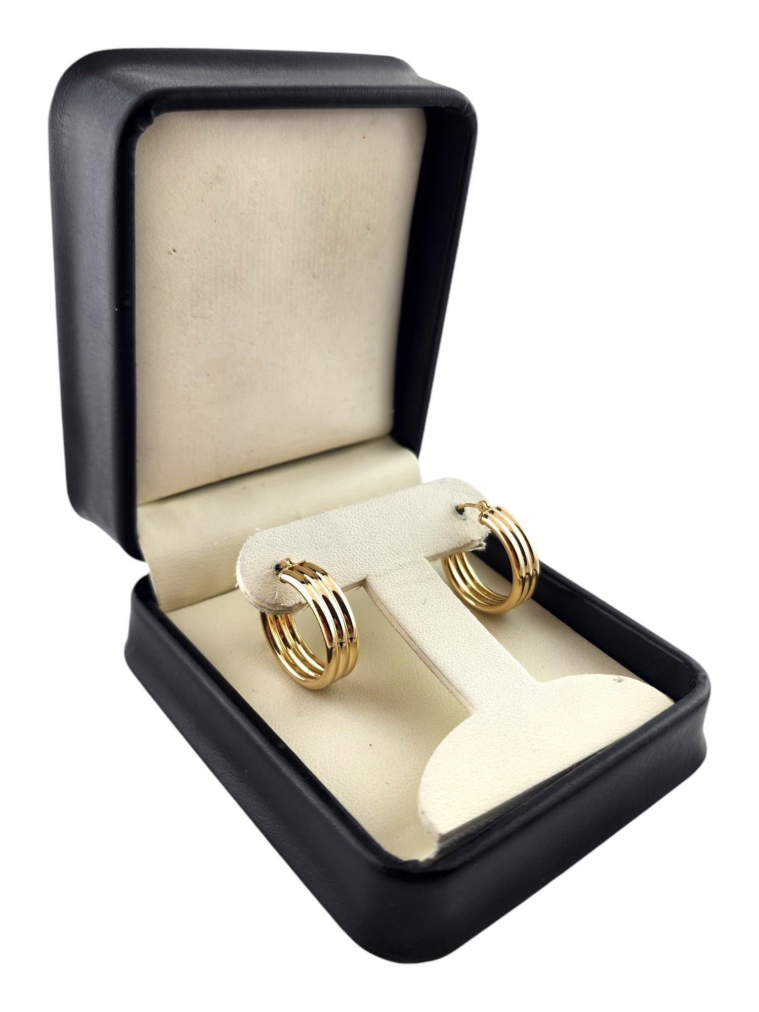 14 Karat Yellow Gold Triple Hoop Earrings #19153 3