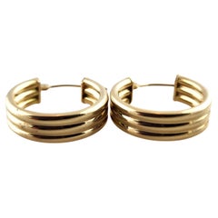 14 Karat Yellow Gold Triple Hoop Earrings #19153