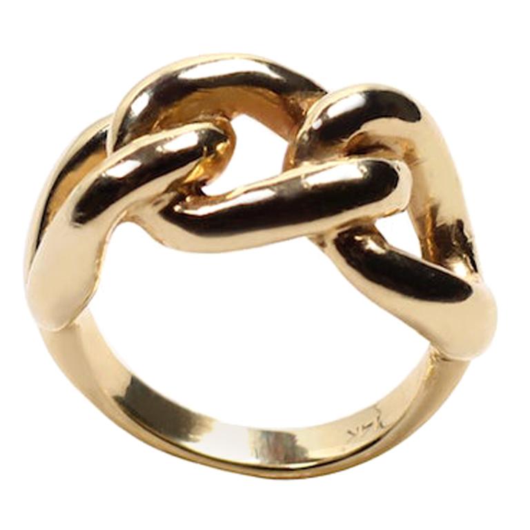 14 Karat Yellow Gold Triple Knot Statement Ring For Sale