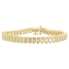 Bracelet tennis à trois rangées de diamants en or jaune 14 carats