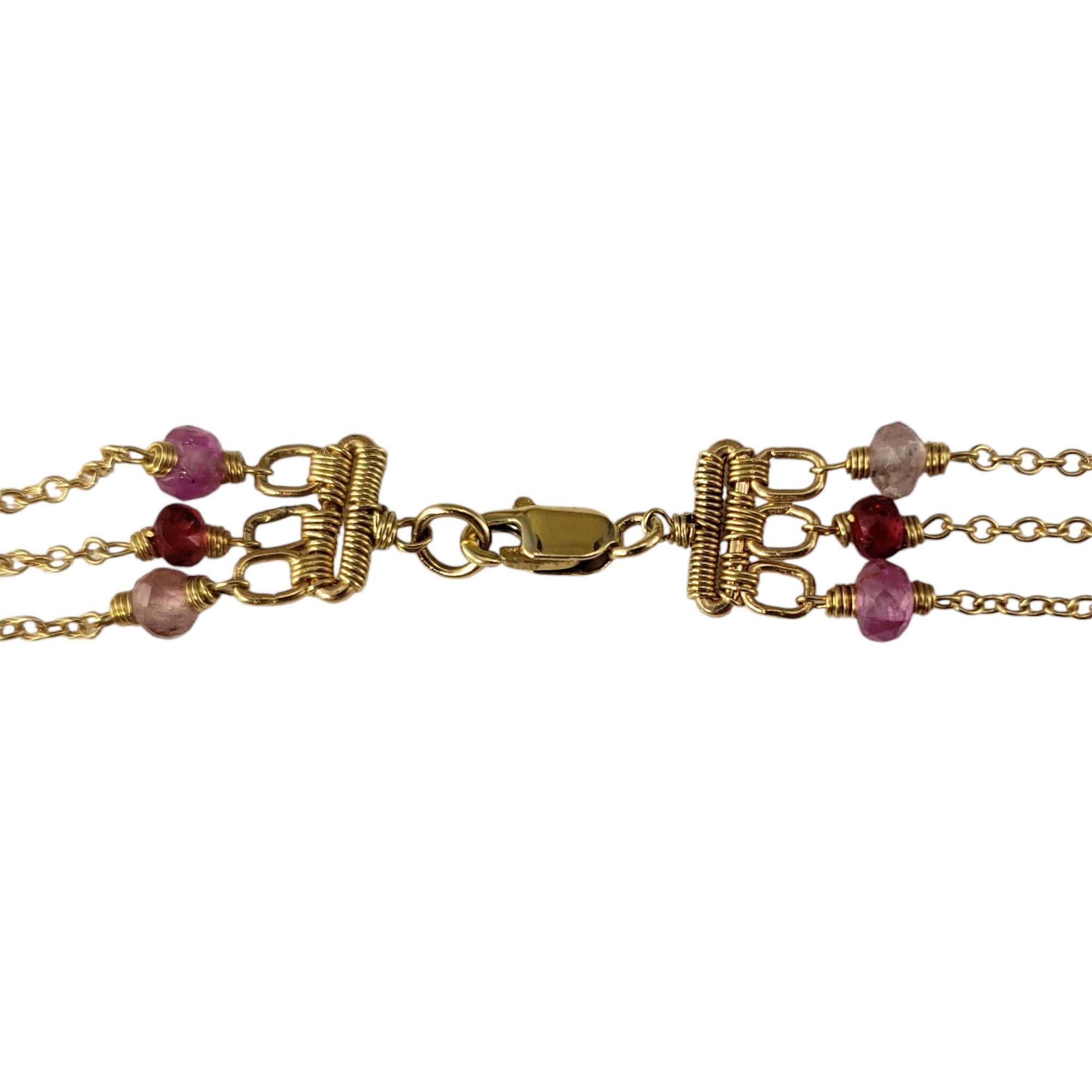 Taille ronde Collier de pierres précieuses à trois rangs en or jaune 14 carats n° 18585 en vente
