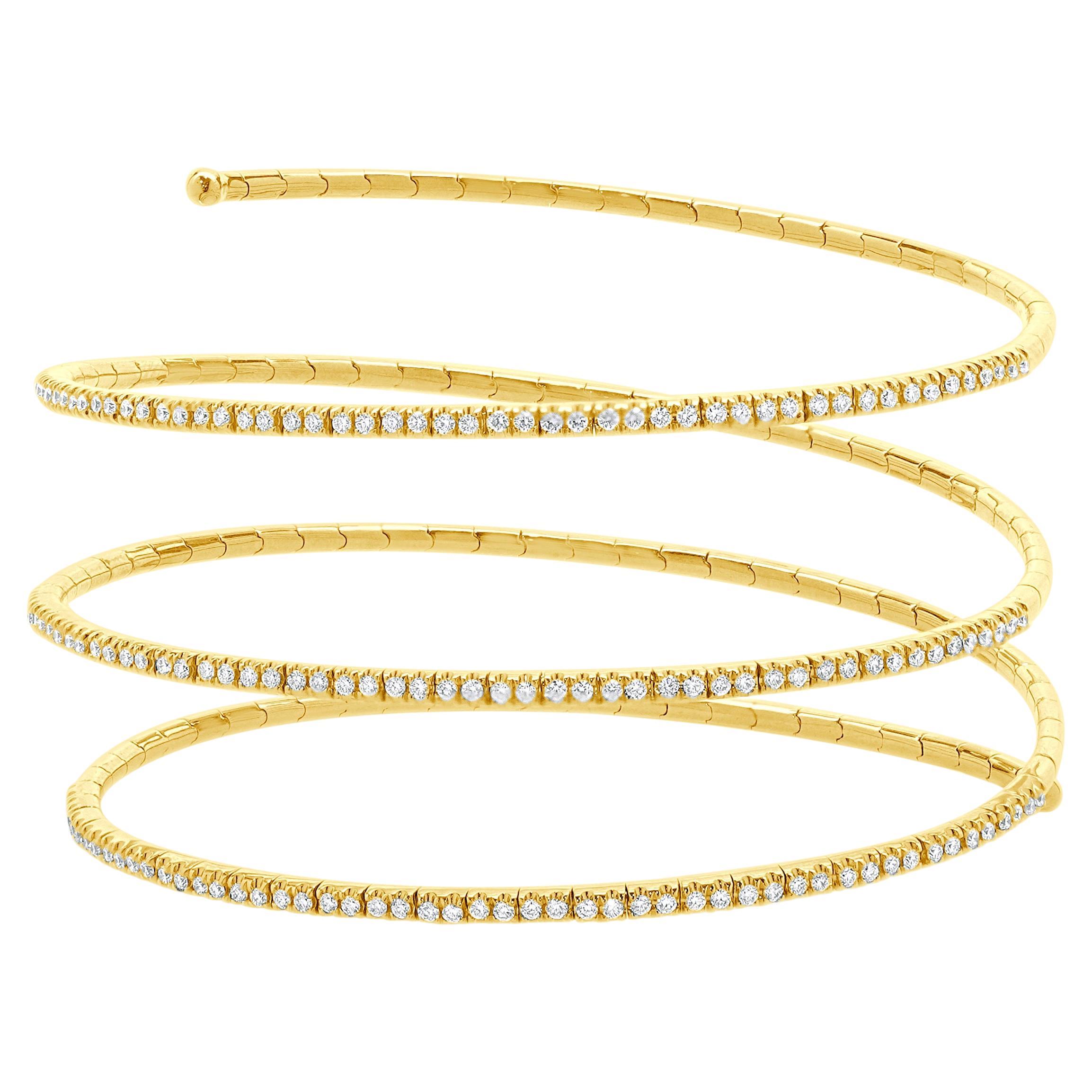 14 Karat Gelbgold Dreifach-Wickel-Diamant-Armband