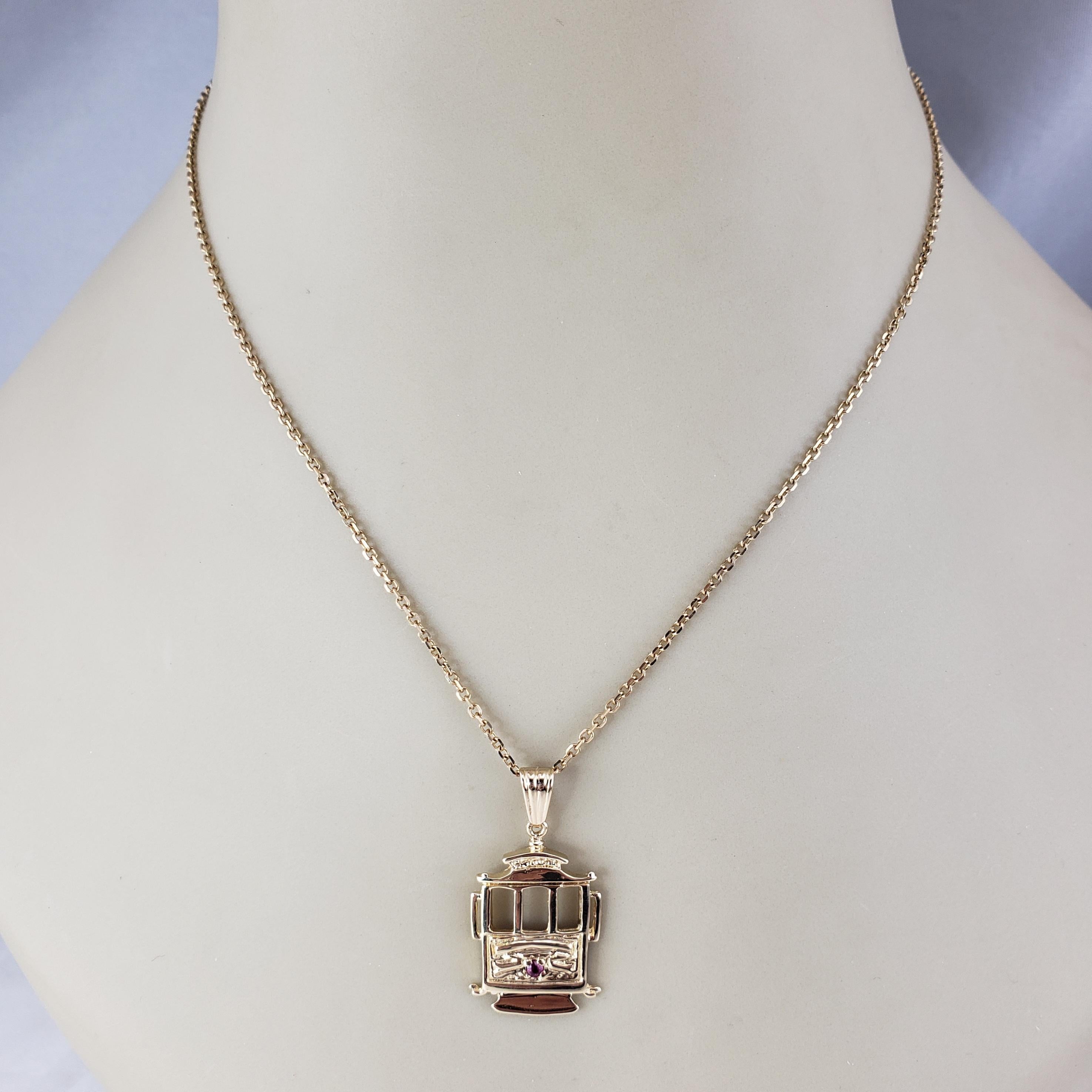 14 Karat Yellow Gold Trolley Cable Car Charm Pendant #19548 For Sale 3