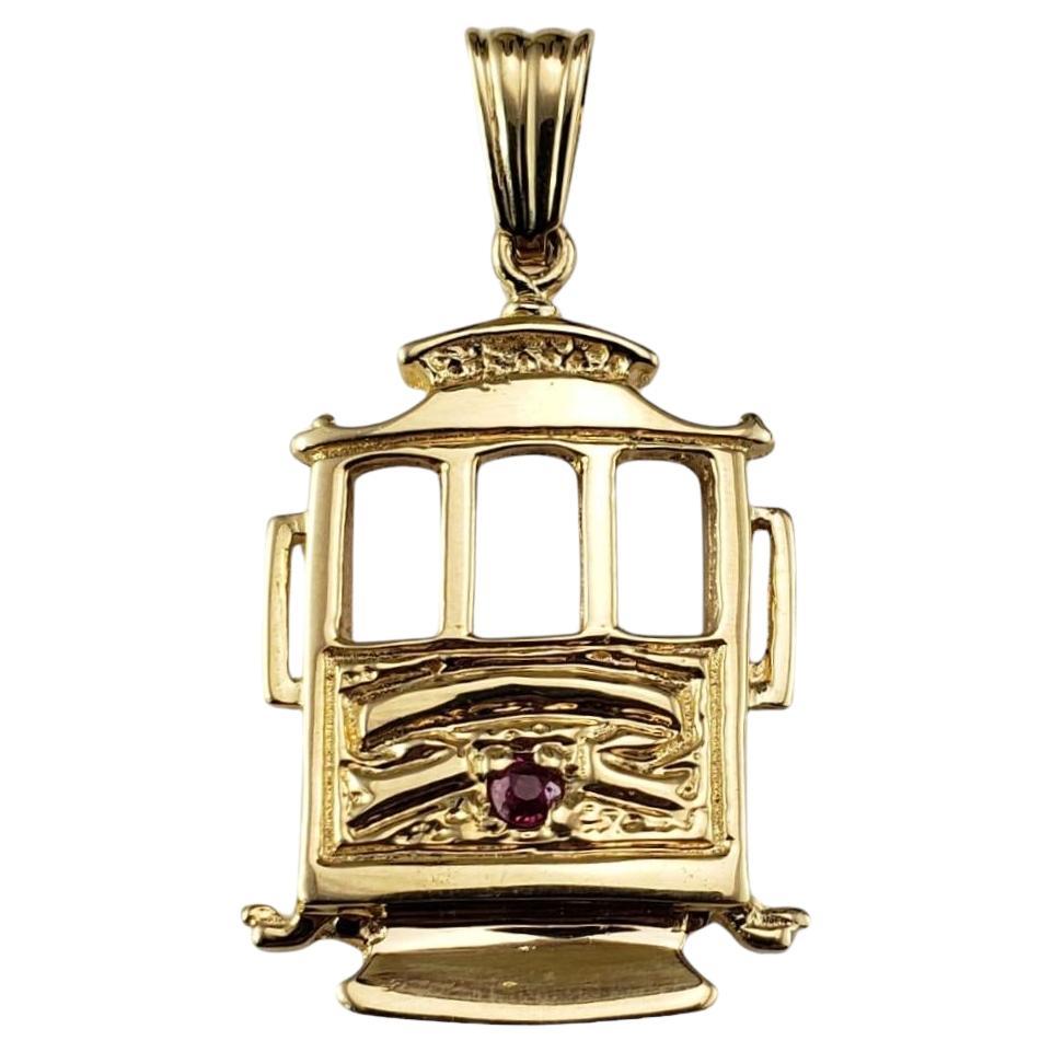 14 Karat Yellow Gold Trolley Cable Car Charm Pendant #19548