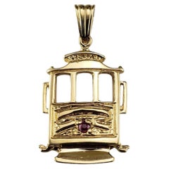 14 Karat Gelbgold Trolley Cable Car Charm-Anhänger #19548