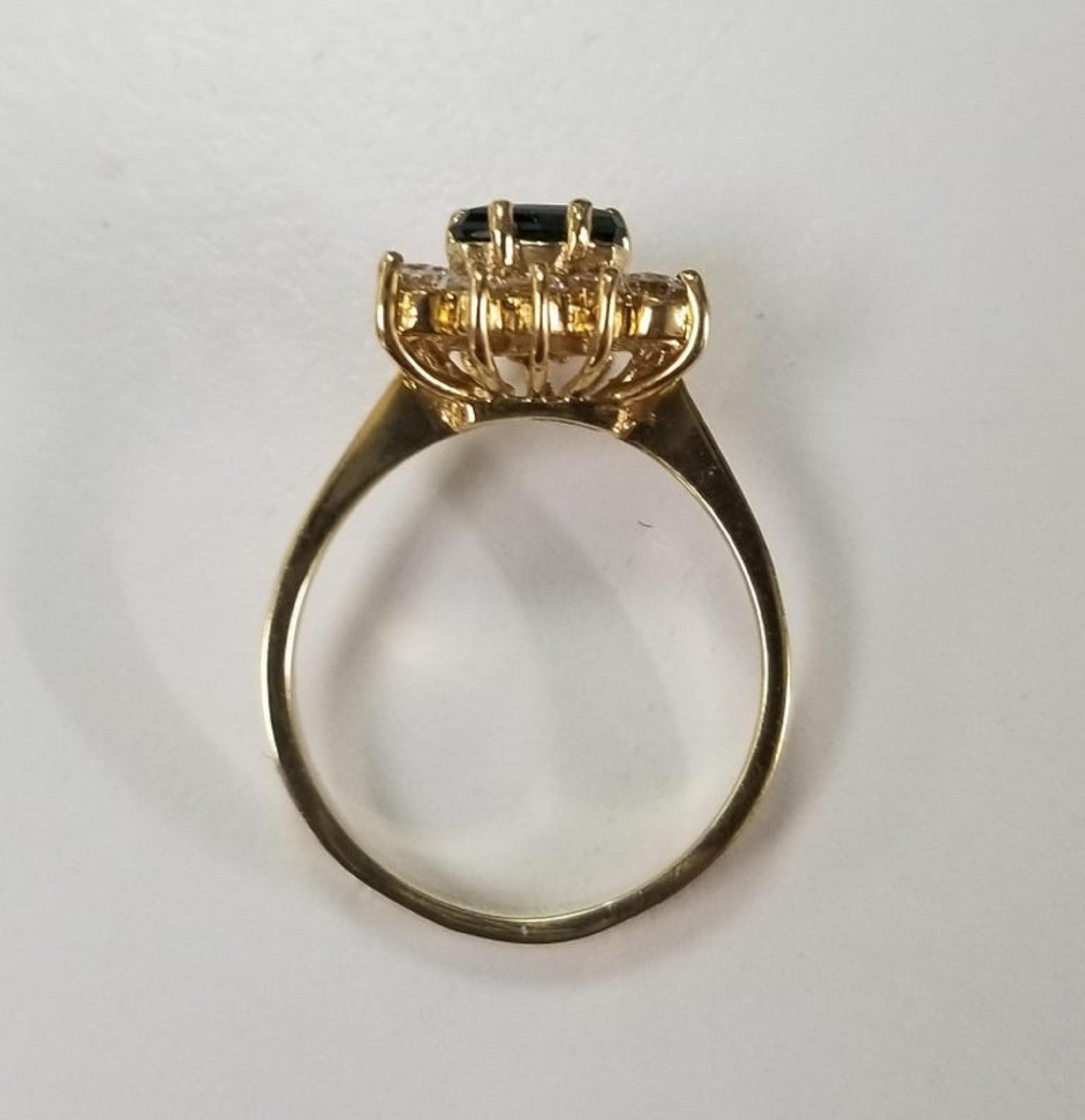 14 Karat Gelbgold Tsavorit und Diamant-Ring im Zustand „Neu“ im Angebot in Los Angeles, CA