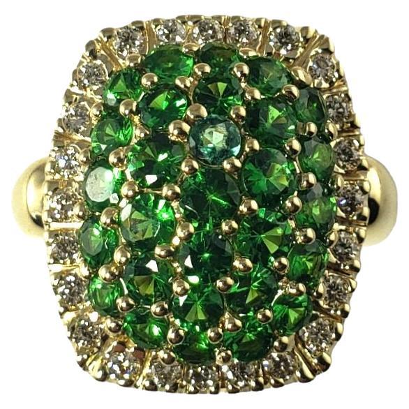 Ring aus 14 Karat Gelbgold mit Tsavorit, Granat und Diamant #14035 im Angebot