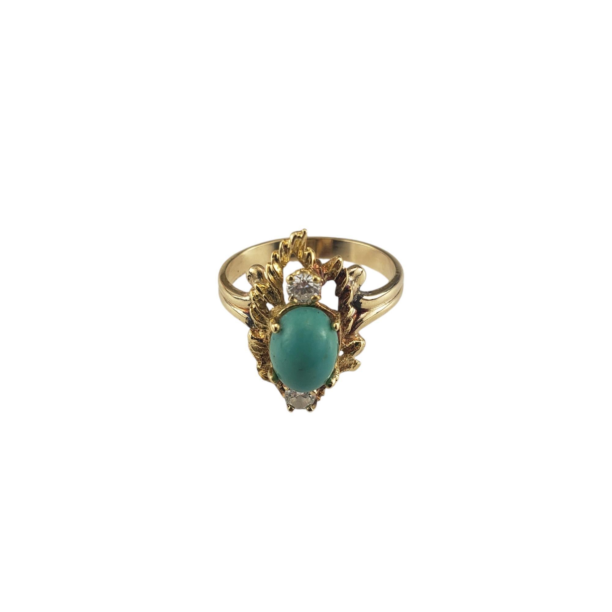 Bague en or jaune 14 carats avec turquoise et diamant Taille 6

Cette jolie bague comporte une turquoise ovale cabochon (8 mm x 6 mm) et deux diamants ronds de taille brillant sertis dans de l'or jaune 14 carats aux détails magnifiques.

Largeur :