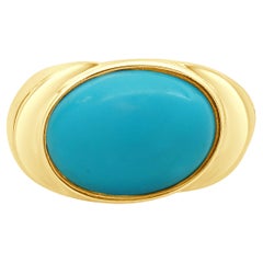 14 Karat Gelbgold Türkis-Cabochon-Ring