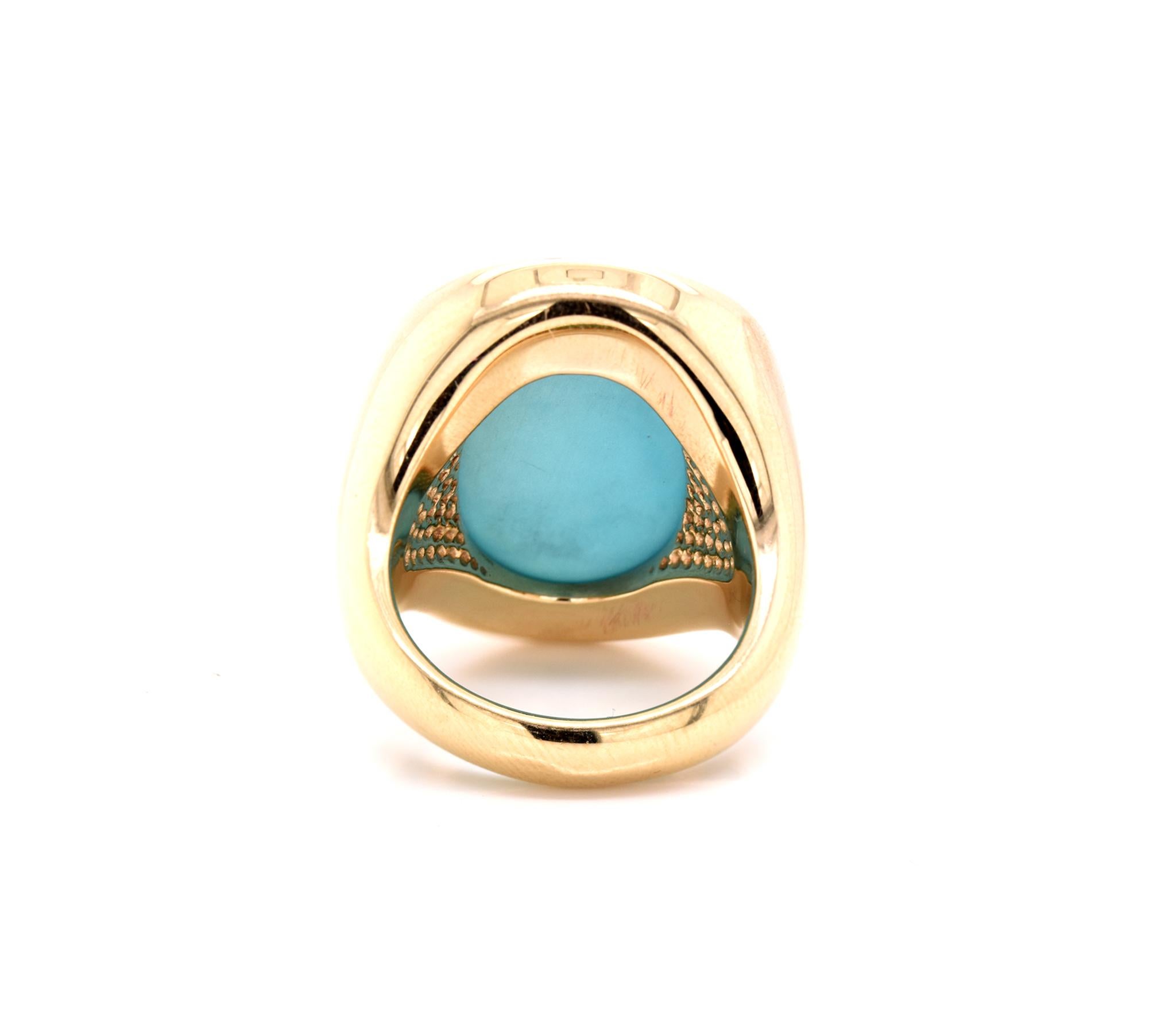 14 Karat Yellow Gold Turquoise Doublet Fashion Ring In Excellent Condition In Scottsdale, AZ