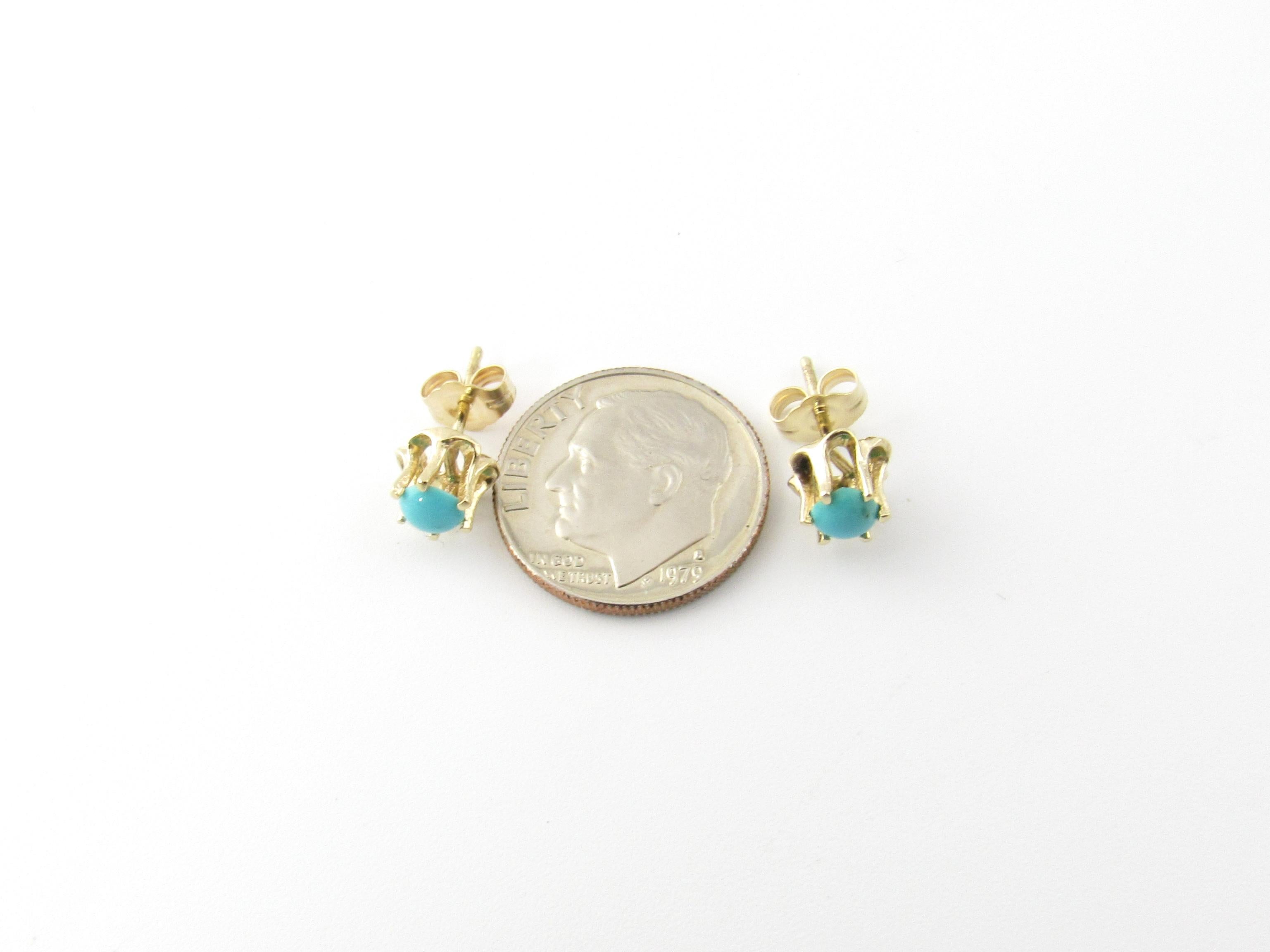 Women's 14 Karat Yellow Gold Turquoise Earrings