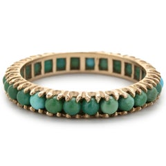 14 Karat Yellow Gold Turquoise Eternity Band