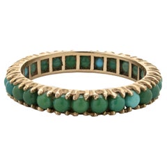 14 Karat Yellow Gold Turquoise Eternity Band