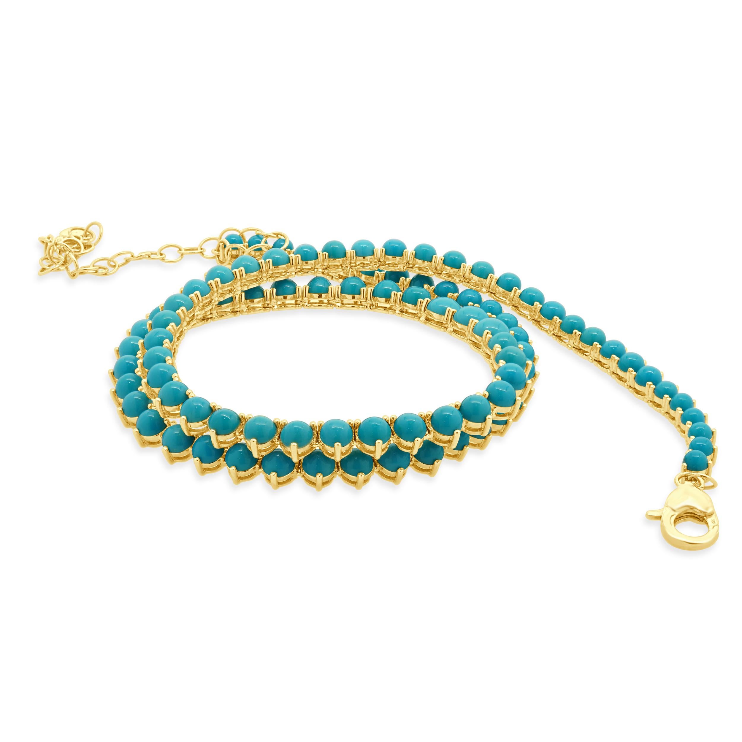 Collana di turchesi in oro giallo 14 carati In condizioni ottime in vendita a Scottsdale, AZ