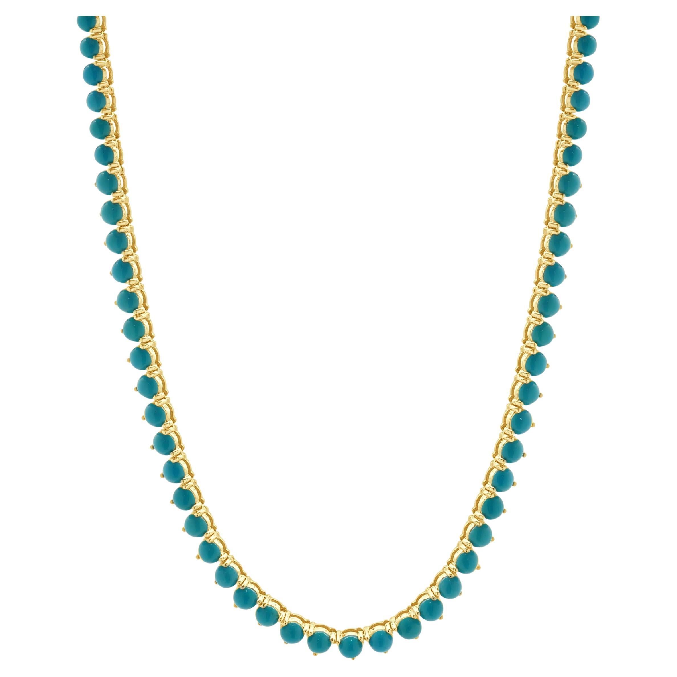 14 Karat Yellow Gold Turquoise Necklace