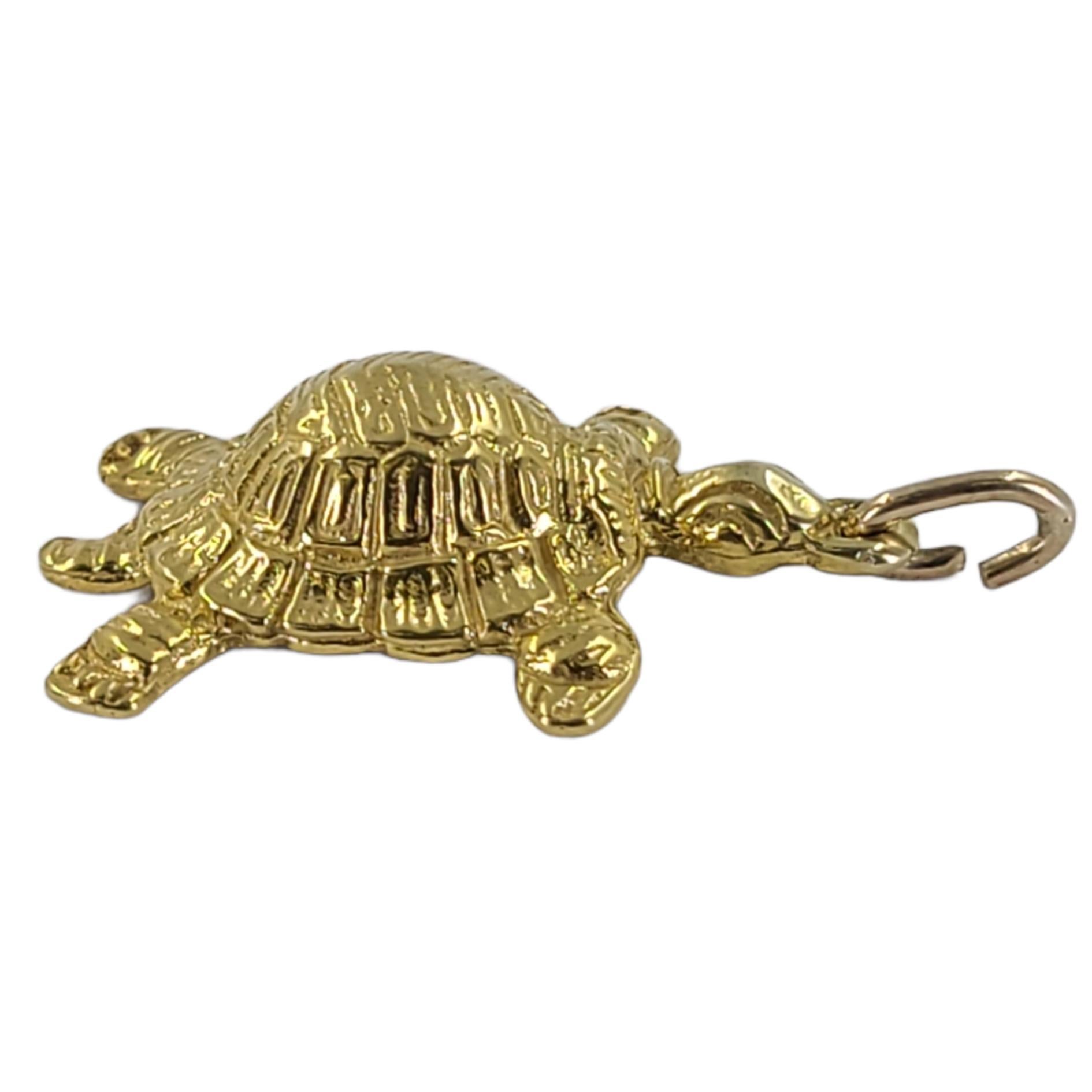 Women's or Men's Yellow Gold Turtle Charm Pendant
