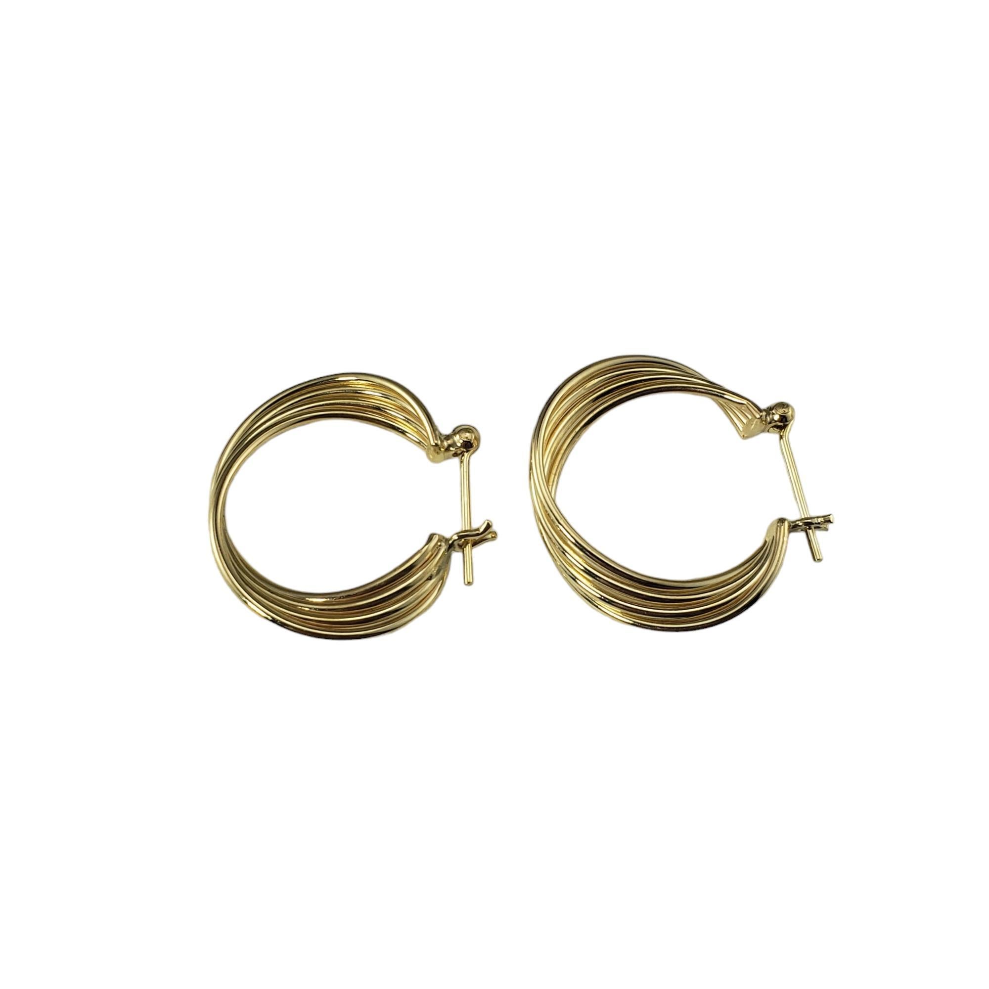 Women's 14 Karat Yellow Gold Twist Hoop Earrings #17036 For Sale