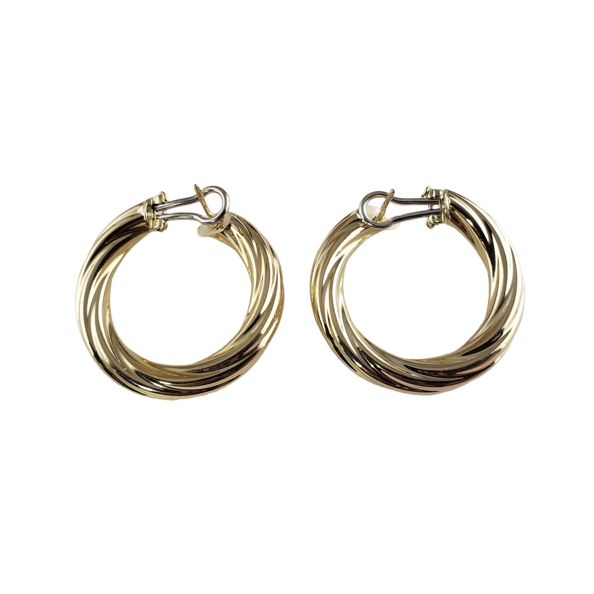 14 Karat Yellow Gold Twist Hoop Earrings For Sale 4
