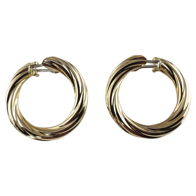 14 Karat Yellow Gold Twist Hoop Earrings For Sale at 1stDibs