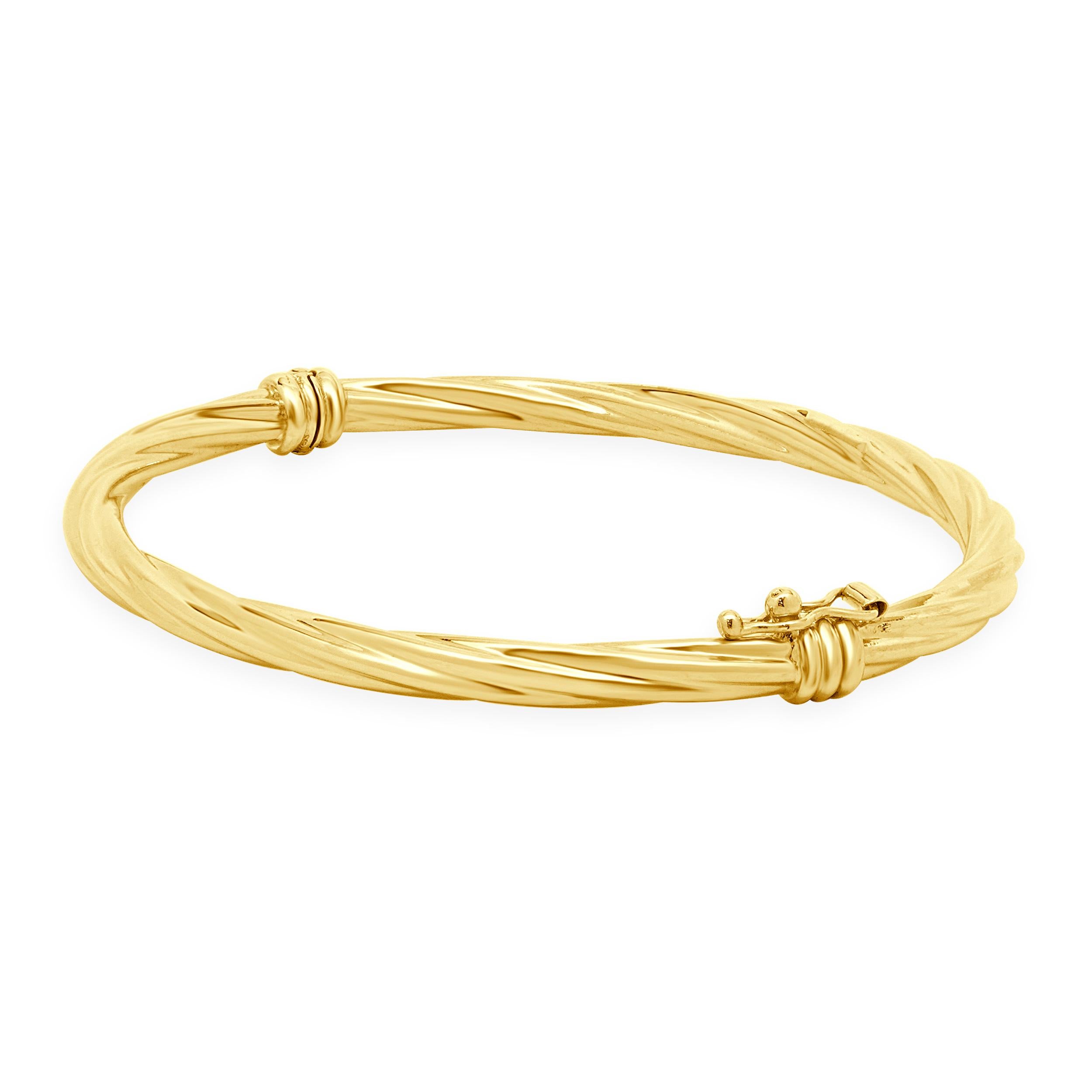 14 Karat Yellow Gold Twisted Banglek Bracelet In Excellent Condition For Sale In Scottsdale, AZ