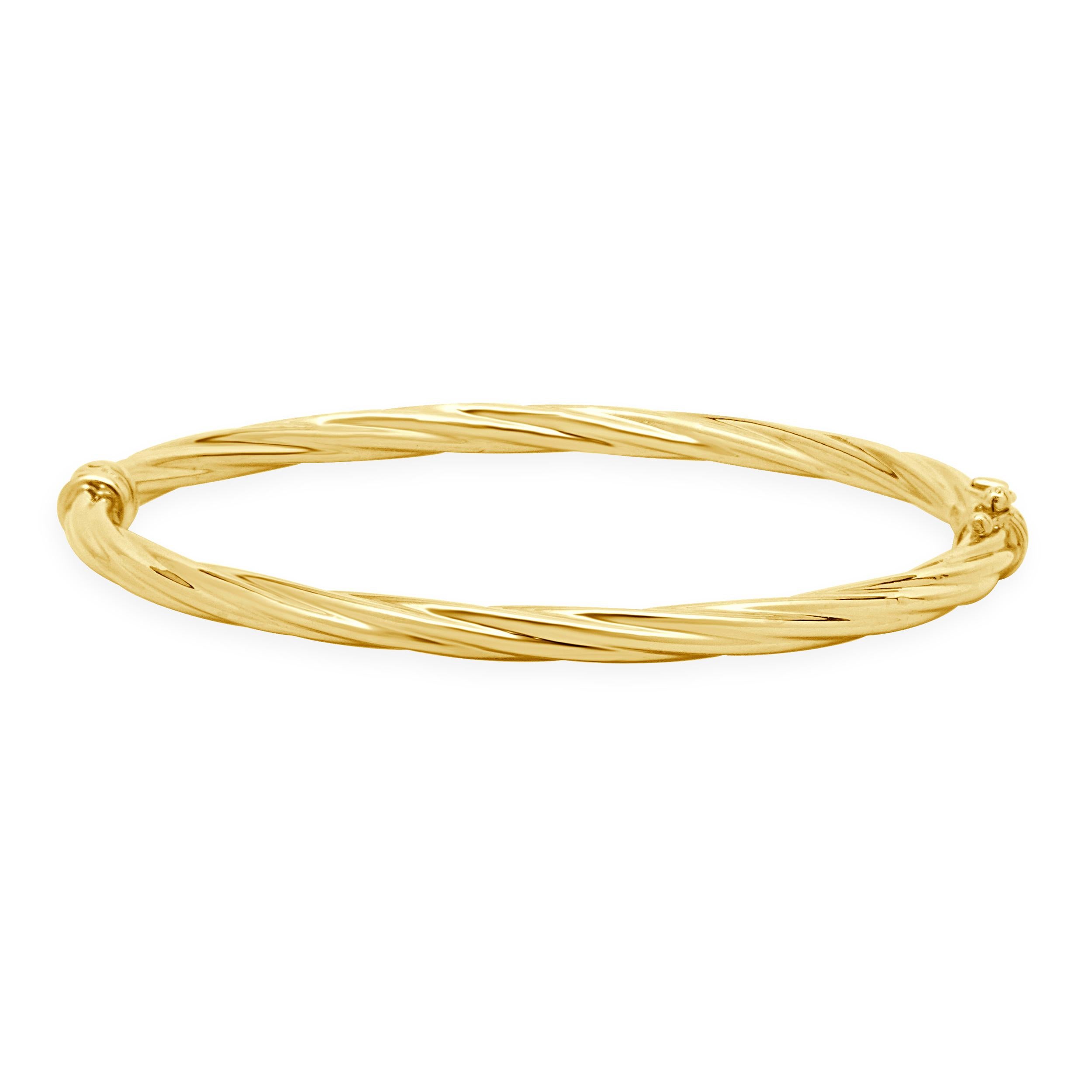 14 Karat Yellow Gold Twisted Banglek Bracelet For Sale