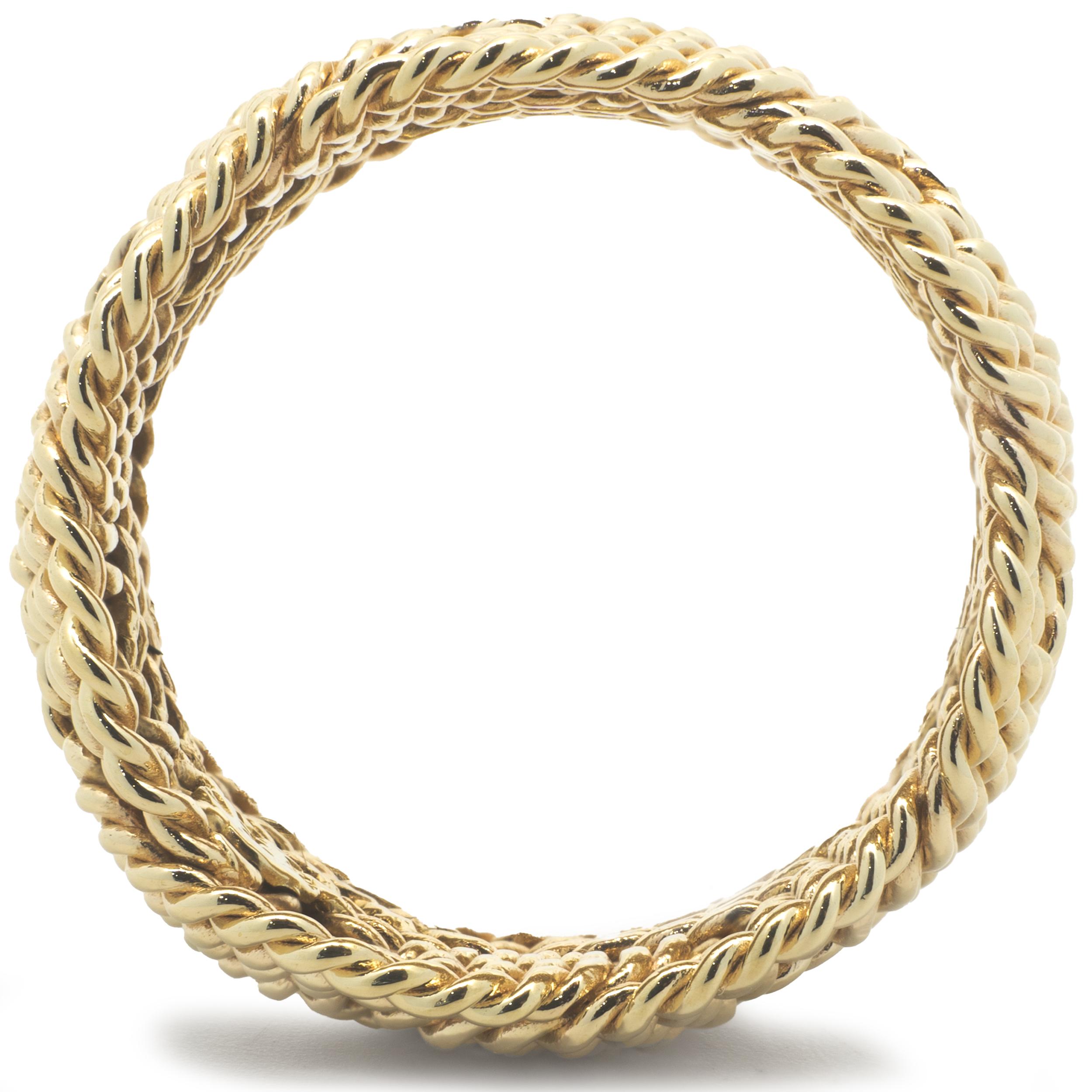 14 Karat Yellow Gold Twisted Braid Cigar Band In Excellent Condition In Scottsdale, AZ