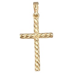 Vintage 14 Karat Yellow Gold Twisted Cross Pendant #21655