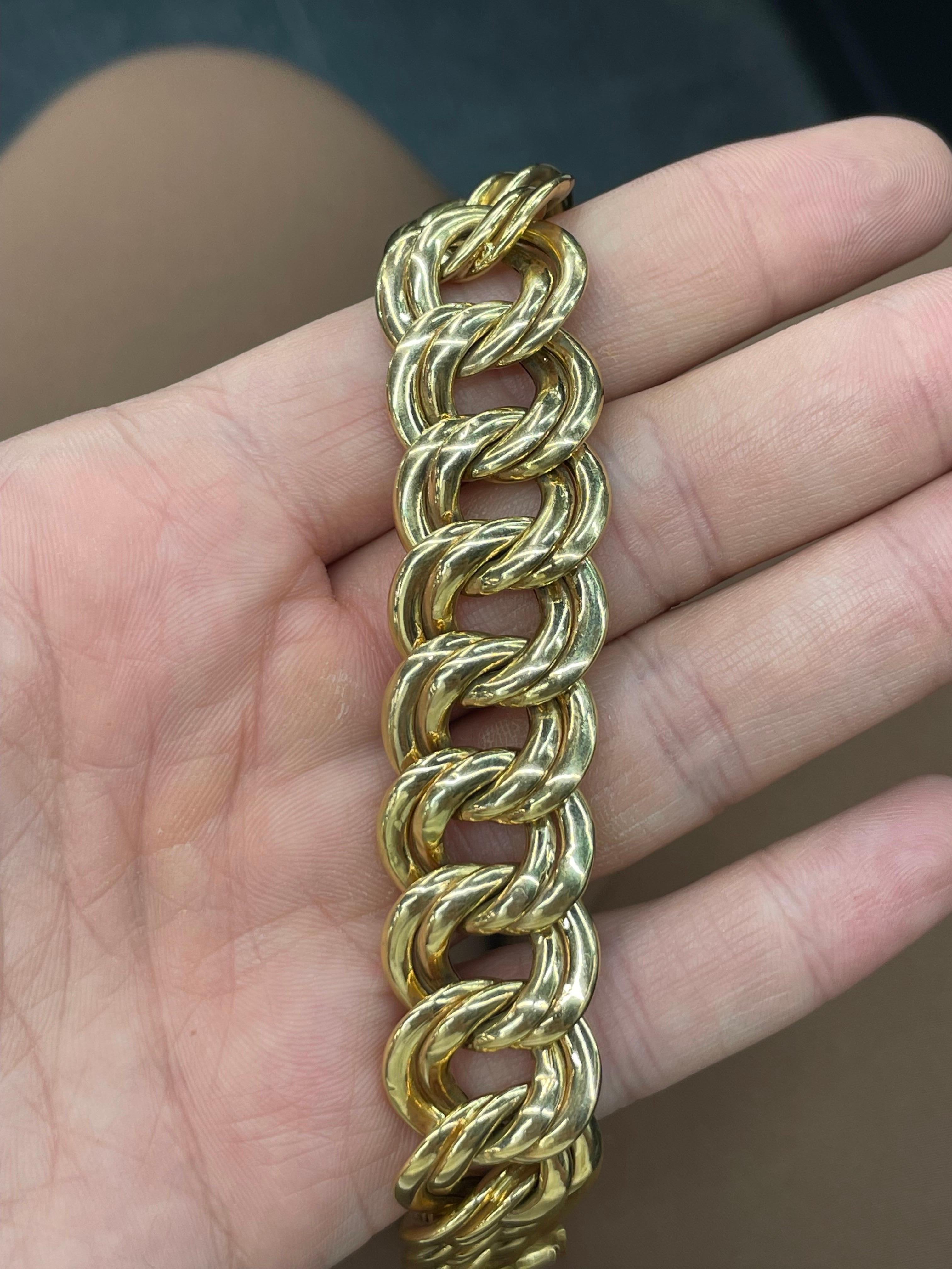 14 Karat Yellow Gold Twisted Cuban Link Bracelet 27.5 Grams Made in