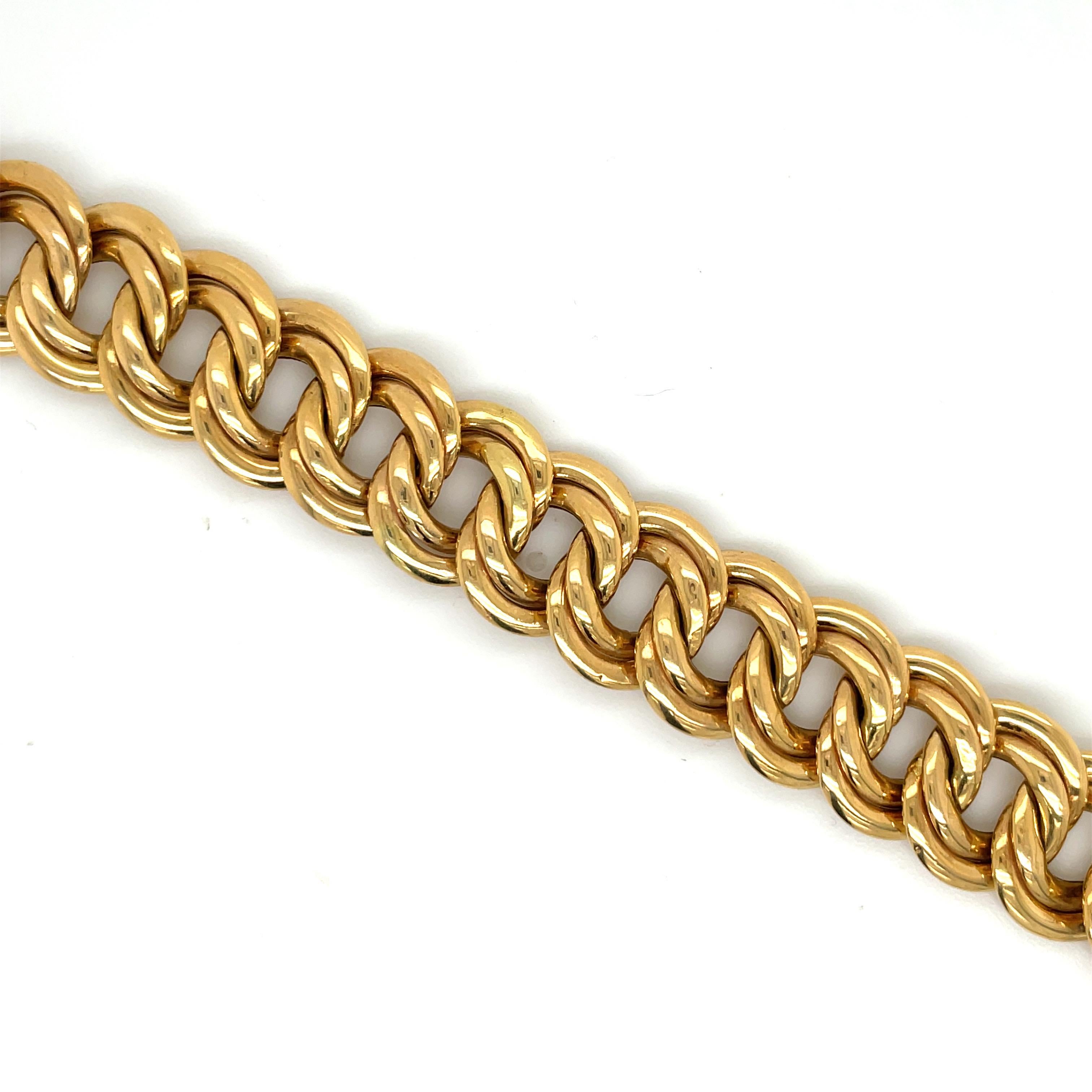 14 Karat Yellow Gold Twisted Cuban Link Bracelet 27.5 Grams Made in