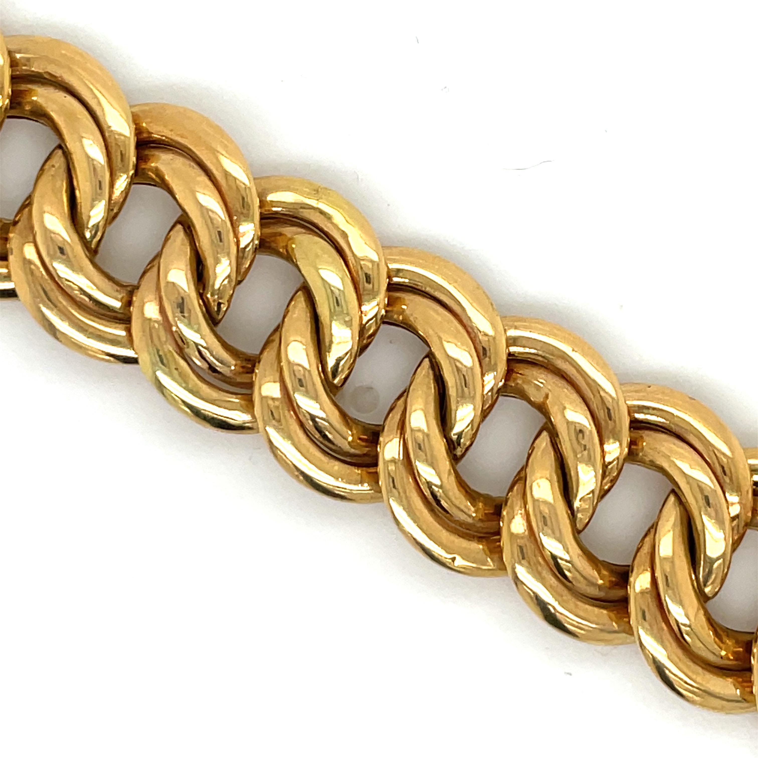 14 Karat Yellow Gold Twisted Cuban Link Bracelet 27.5 Grams Made in