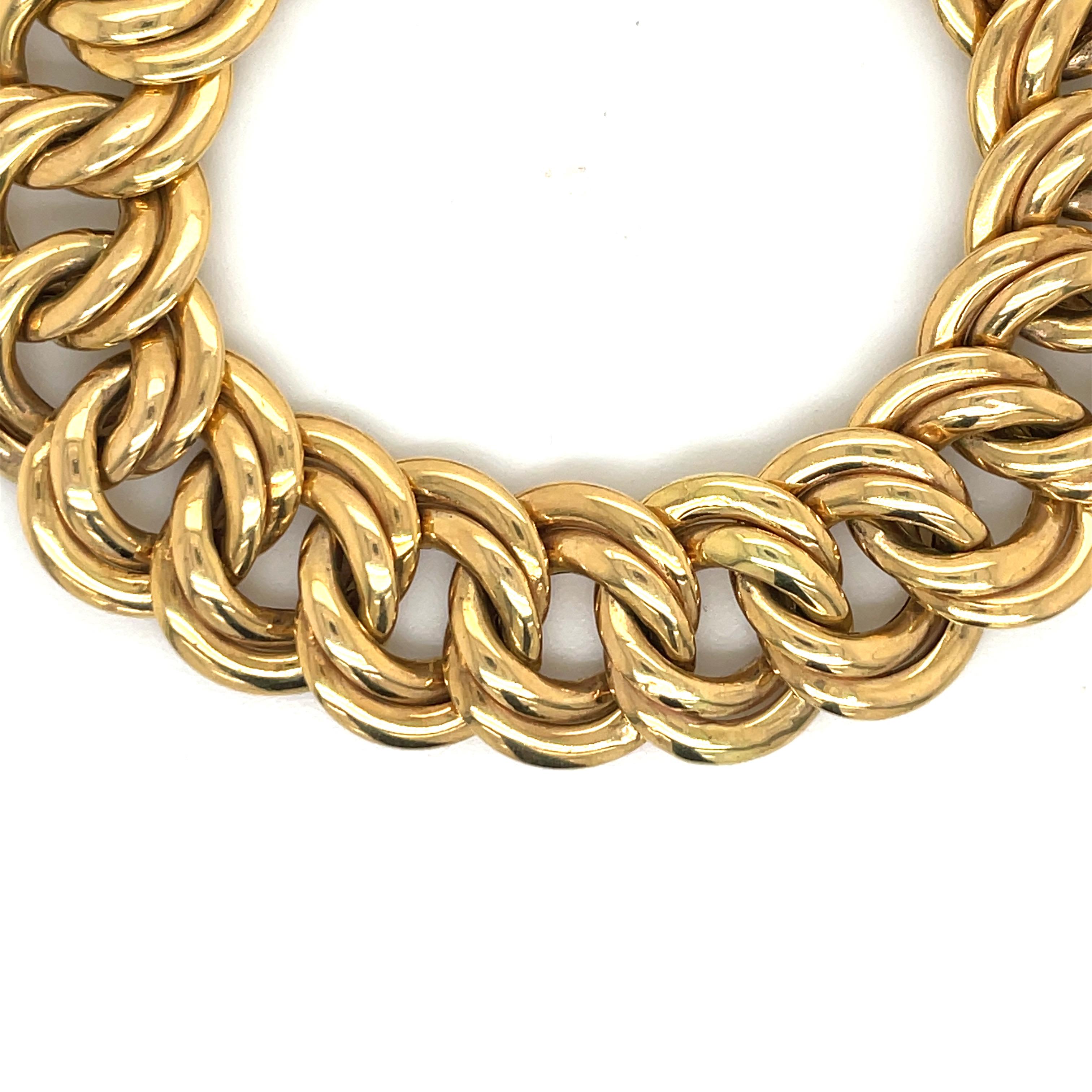 14 Karat Yellow Gold Twisted Cuban Link Bracelet 27.5 Grams Made in