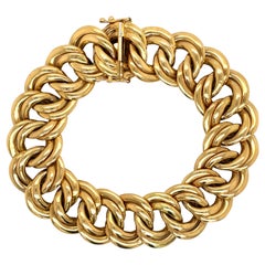 14 Karat Yellow Gold Twisted Cuban Link Bracelet 27.5 Grams Made in Italy