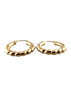 14 Karat Yellow Gold Twisted Gold Hoop Earrings #19137