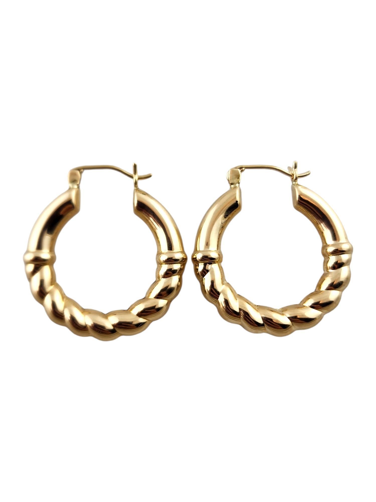 14 Karat Yellow Gold Twisted Gold Hoop Earrings #19137 For Sale 1