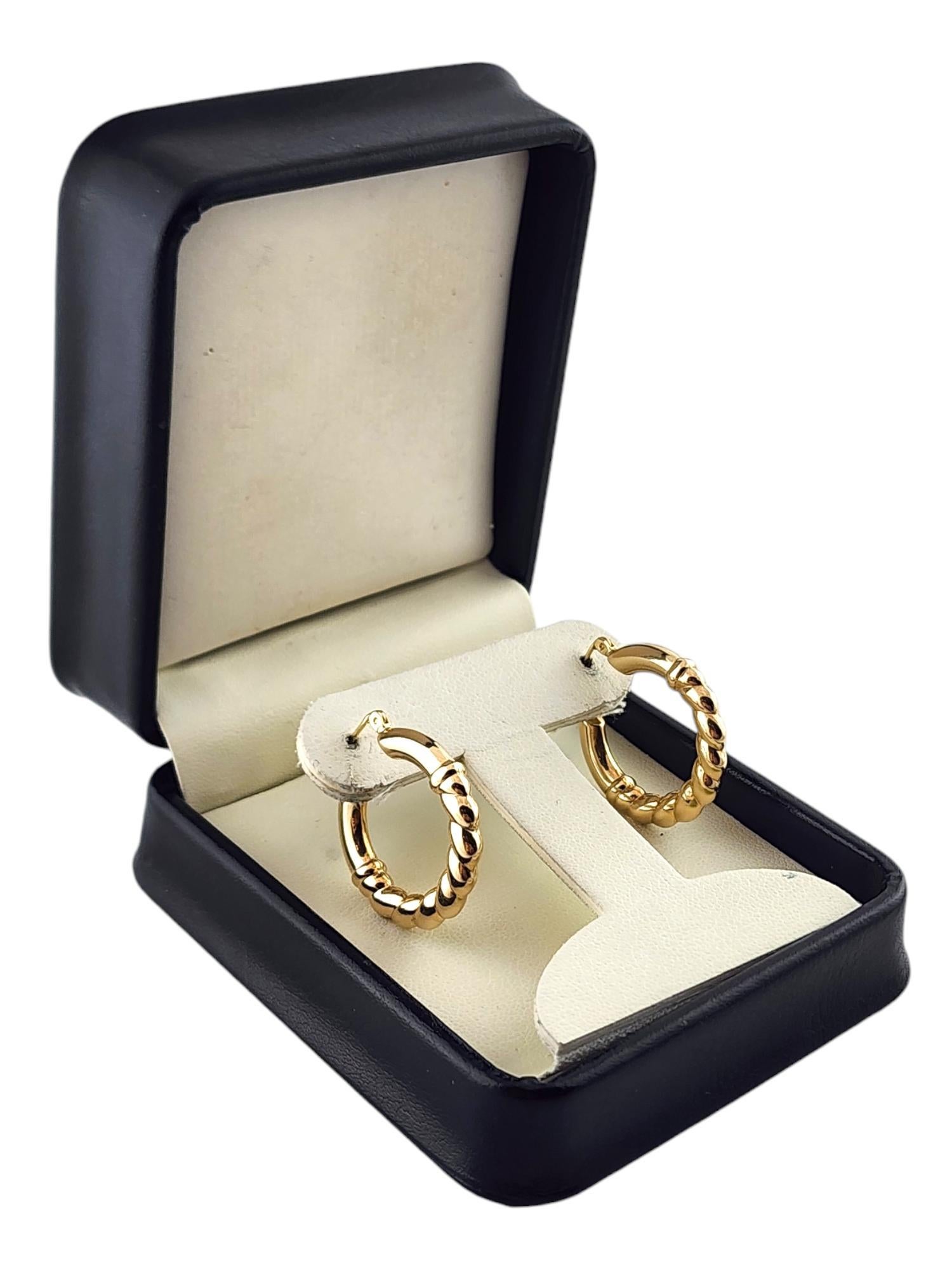 14 Karat Yellow Gold Twisted Gold Hoop Earrings #19137 For Sale 3